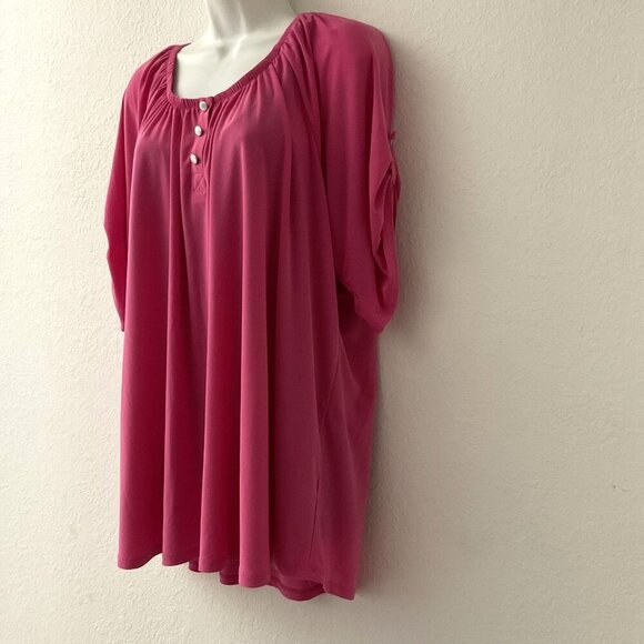 NY COLLECTIONS PLUS SIZE ¾ ROLL TAB LIGHTWEIGHT TOP 3X - Picture 3 of 13